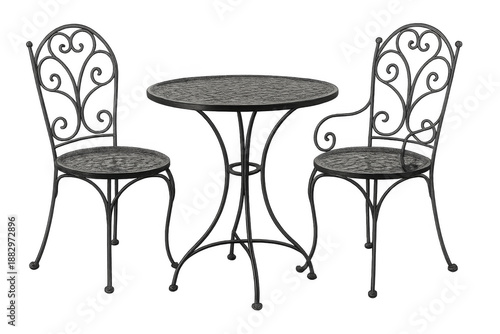 Wrought iron bistro set with table and chairs