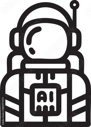 Artificial intelligence astronaut robot icon for space exploration and futuristic technology.