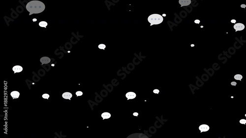 Floating Chat Bubbles Animation. Transparent Background Alpha Channel Only On 4K