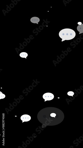 Chat Bubbles Floating Animation. Vertical Video with Transparent Background (Alpha Channel Only on 4K)