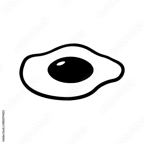 simple black and white illustration of a fried egg