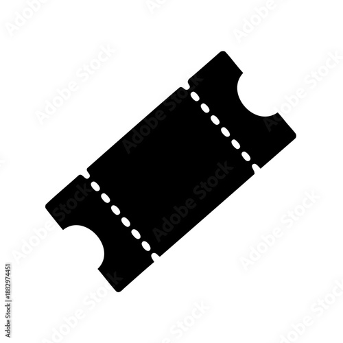 black and white graphic illustration of a ticket stub or event ticket