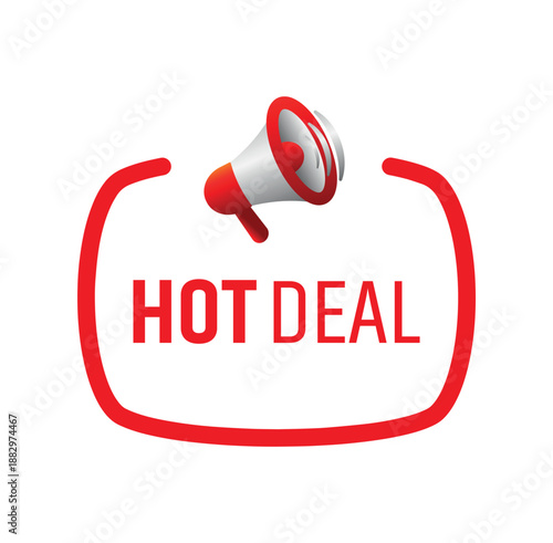 Hot Deal label on white background