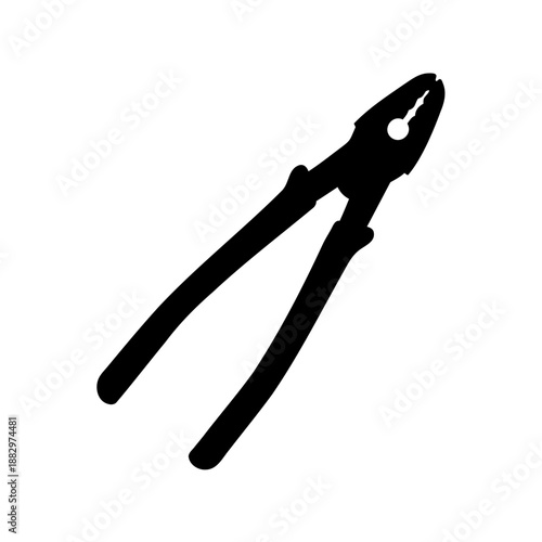 black and white silhouette of a pair of pliers tool