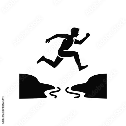 Runner jumping over obstacle isolated on white background, Vector, illustration