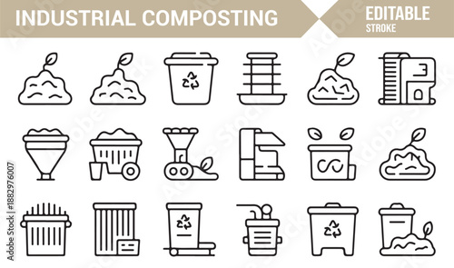 Environmental compost management editable icon set