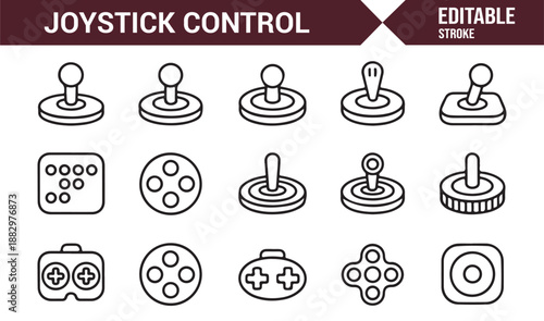 Game controller and joystick symbols minimal outline style