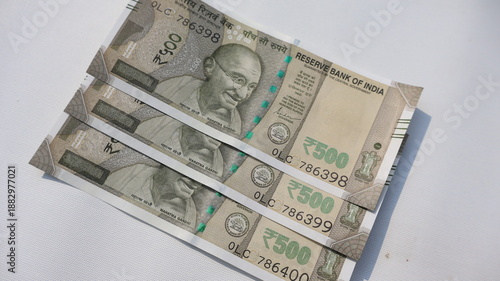 Slika na platnu Indian Rupees - 500 Rupee Notes Pile, Currency of India, Finance