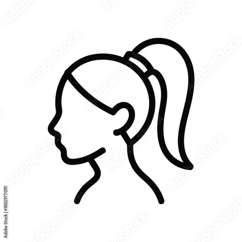 Silhouette of a woman with ponytail isolated on white background, Vector, illustration