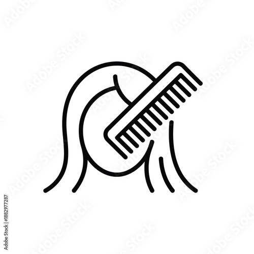 Person combing hair isolated on white background, Vector, illustration