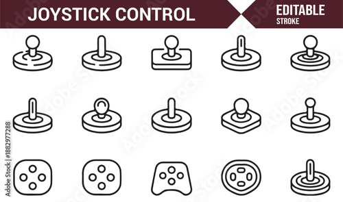 Gaming joystick control icons collection isolated on white