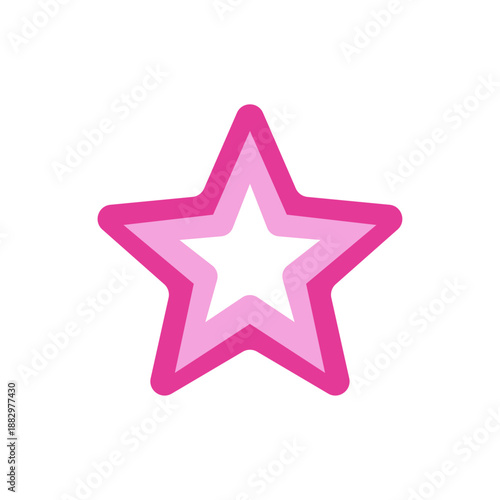 Barbiecore pink star outline icon with soft glow, colorful vector flat style illustration