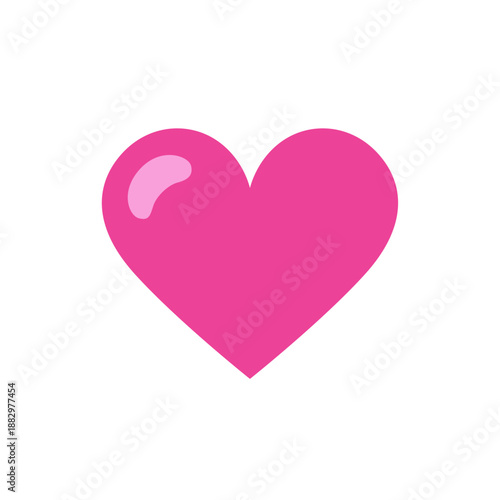 Barbiecore pink heart symbol with glossy highlight icon, colorful vector flat style illustration