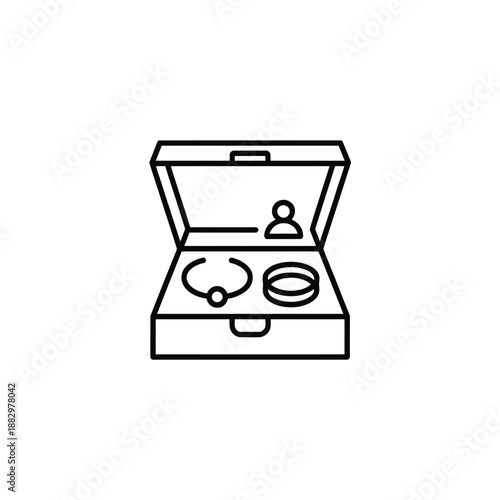 Jewelry box with rings and earrings isolated on white background, Vector, illustration