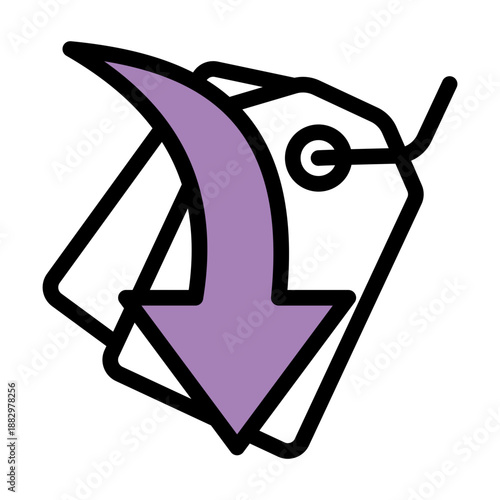 Cost Reduction Icon from Cyber Monday Icon Collection (Outline Color Lineal Style)