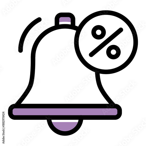 Alert Bell Icon from Cyber Monday Icon Collection (Outline Color Lineal Style)