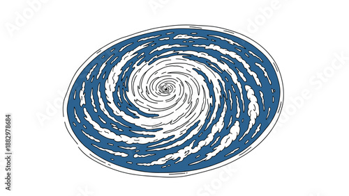 Dynamic swirling cloud pattern in blue and white