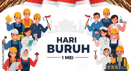 Labor Day Celebration with Diverse Workers in Various Occupations