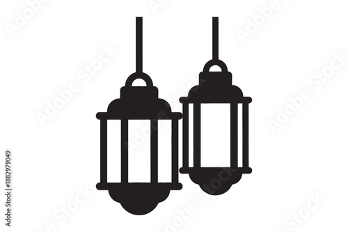 Classic hanging lanterns icon