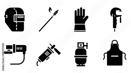 Essential welding tools silhouette collection for safety and precision