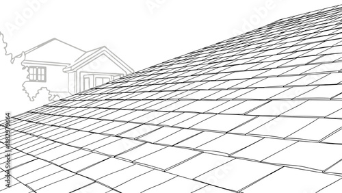 Architectural rooftop pattern with linear shingle design