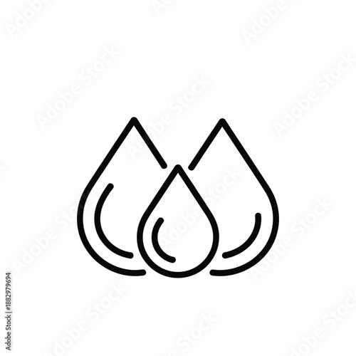 Three water droplets isolated on white background, Vector, illustration