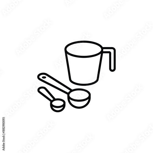 Measuring cup and spoons set isolated on white background, Vector, illustration
