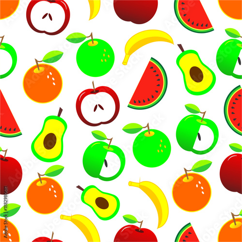 Fruits seamless pattern background. Colorful fruit pattern background. Summer fruits pattern background.
