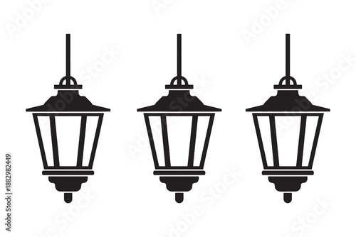 Modern street lamp trio illustration