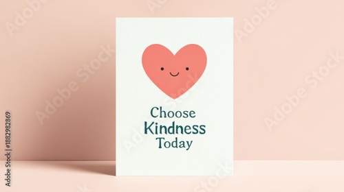 A Charming Card Emphasizing the Importance of Choosing Kindness Each Day with a Playful Heart Design