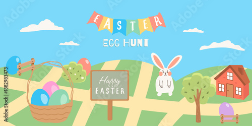 Easter Egg Hunt Landscape Banner