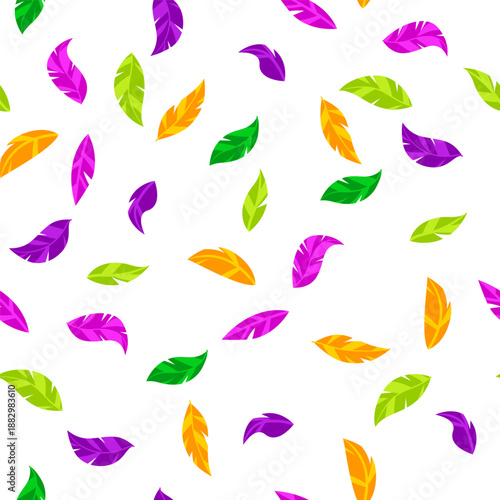 Mardi Gras party seamless pattern with feathers. Carnival illustration for traditional holiday or festival.