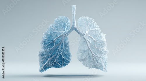 Wallpaper Mural Abstract 3D rendering of a human lung structure with icy blue tones and intricate branching patterns Torontodigital.ca