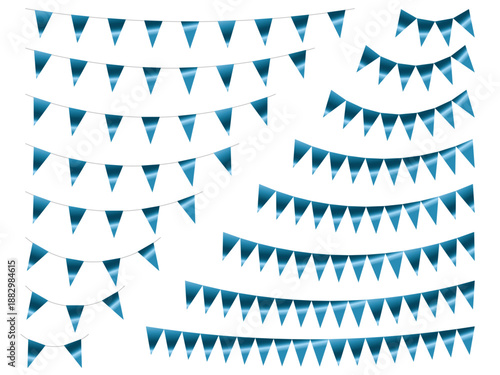 ガーランド三角、曲線、5水色