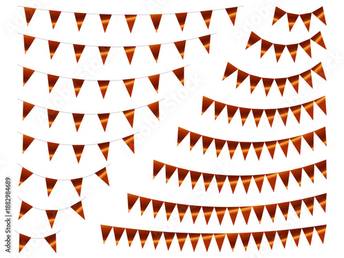 ガーランド三角、曲線、9オレンジ