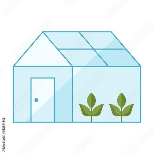 Greenhouse Flat Colored Icon for Plant Cultivation Gardening and Agricultural Environment