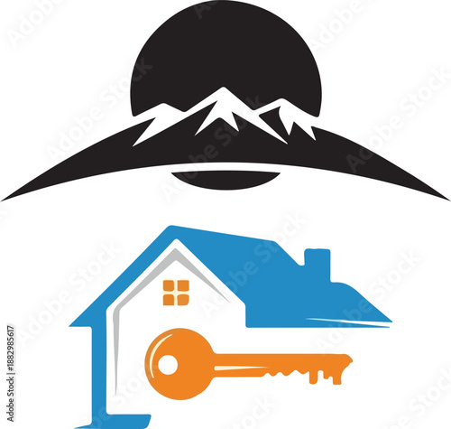 House Key and Mountain Silhouette