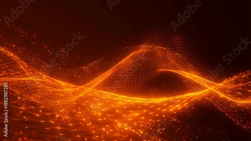 Wallpaper Mural Abstract glowing orange wave patterns with sparkling particles. Represents energy, movement, and digital innovation in visual design Torontodigital.ca