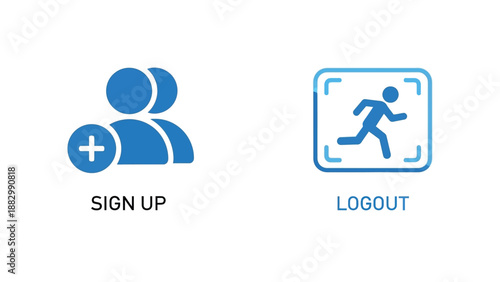 User Profile Icons in Minimalist Blue Design with Simple Shapes and Clean Lines for Web Interface