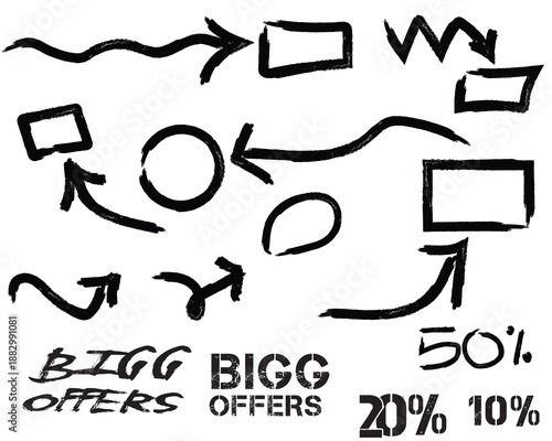Hand drawn discount and offer graphics