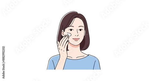 Daily Facial Skincare Ritual: A Young Woman Gently Applies Moisturizer for Healthy, Glowing Skin