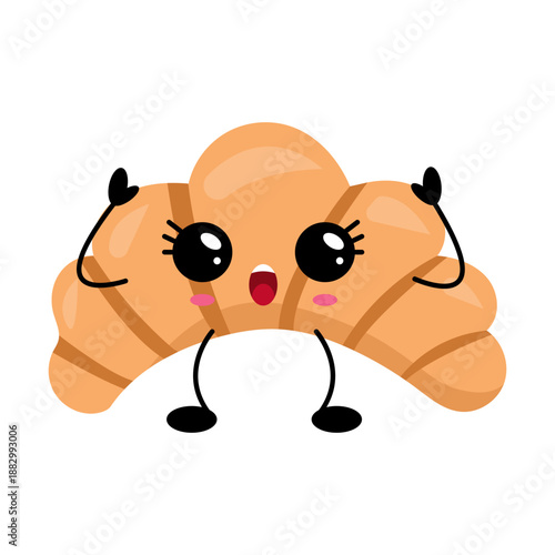 Cute Kawaii Croissant Character Illustration