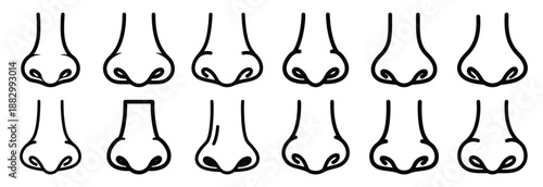 Collection of  proboscis monkey nose  line art icons on white background. Set of animal linear symbols. Vector illustration.
