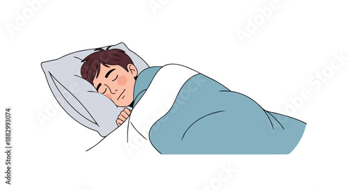 A serene and uninterrupted digital illustration of a young person enjoying deep, restorative sleep, symbolizing essential nocturnal rest for overall