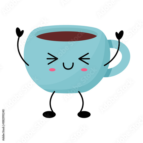 Cute Kawaii Coffee Cup Character Illustration
