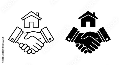 Real estate handshake icon symbolizing agreement and trust in property transactions
