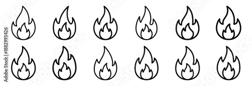 Collection of  salamander fire myth  line art icons on white background. Set of animal linear symbols. Vector illustration.