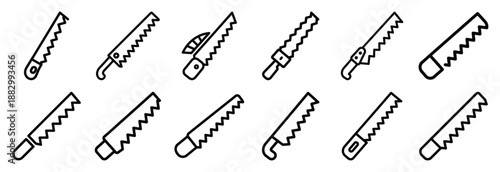 Collection of  sawfish blade snout  line art icons on white background. Set of animal linear symbols. Vector illustration.