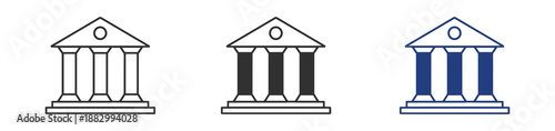 Government bank building icon, public finance vector