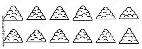 Collection of  termite mound build  line art icons on white background. Set of animal linear symbols. Vector illustration.
